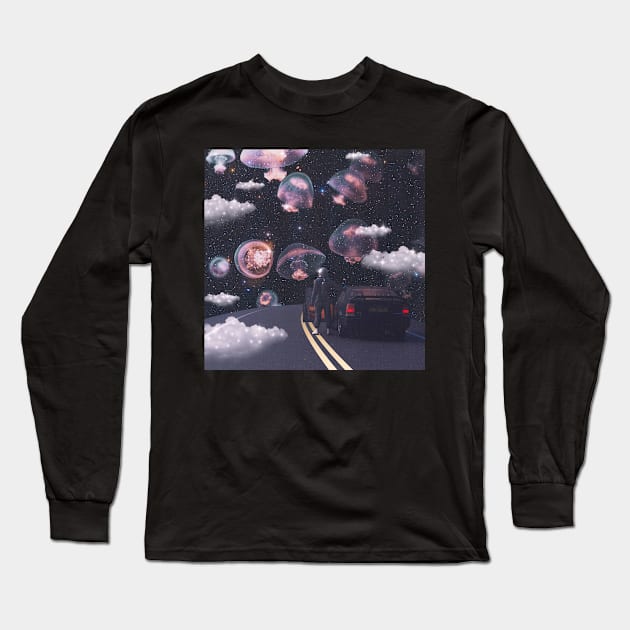 Cosmic Jellyfish Highway Long Sleeve T-Shirt by RiddhiShah